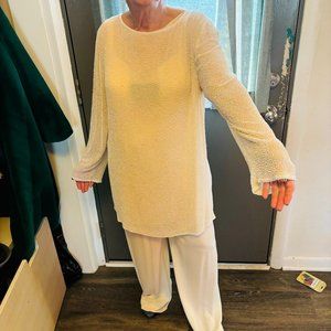 Elegant Seed-Pearl Two Piece Carmen Marc Valvo Ensemble